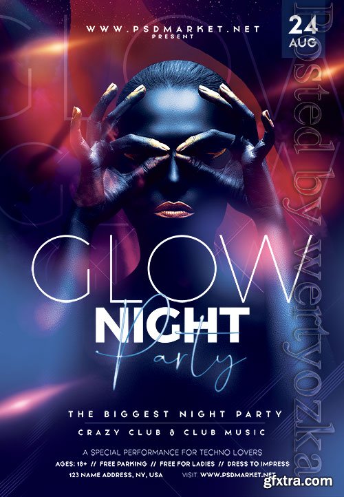 Glow night party - Premium flyer psd template