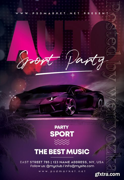 Auto sport party - Premium flyer psd template