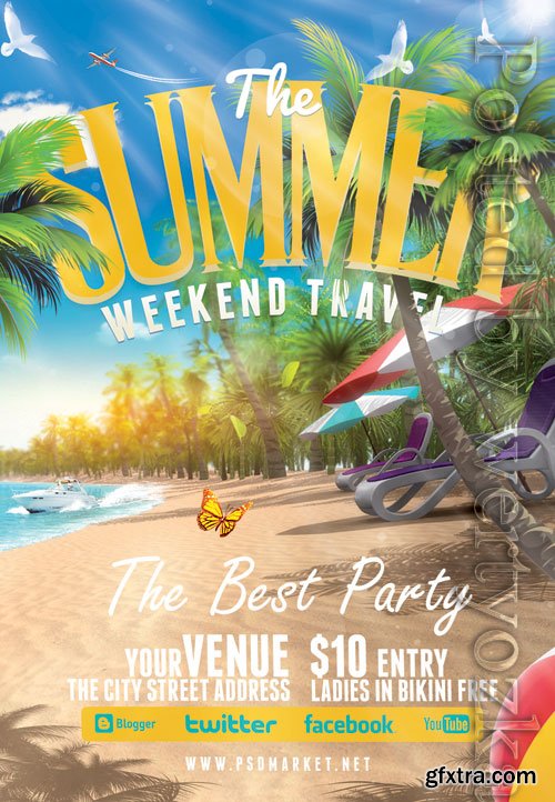 Summer weekend travel - Premium flyer psd template