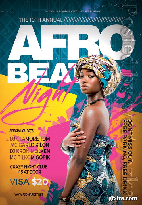 Afro beat night - Premium flyer psd template