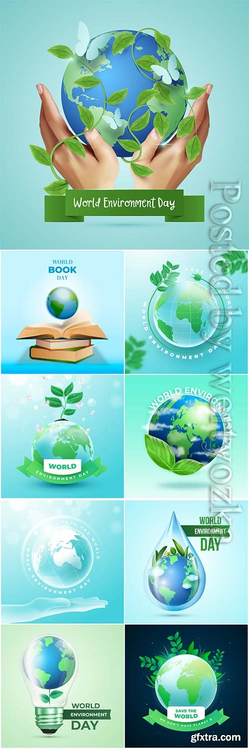 Realistic world environment day concept vector design