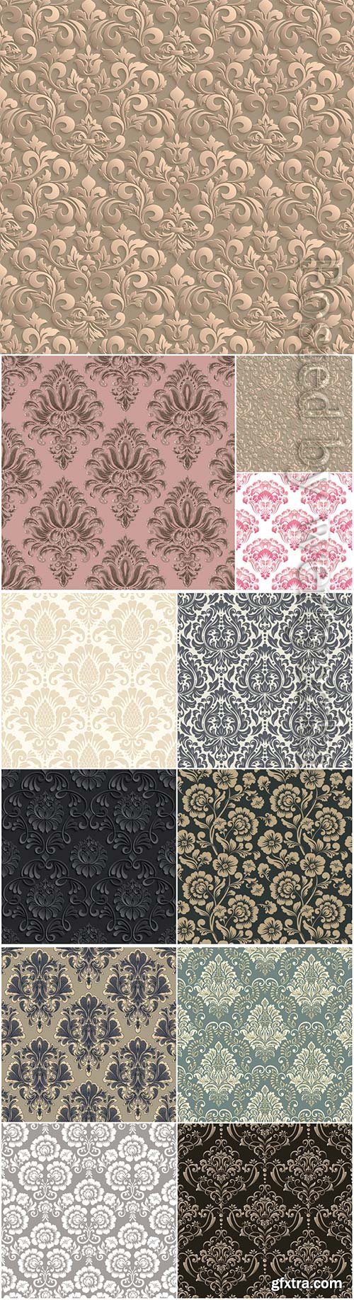 Damask seamless emboss pattern vector background