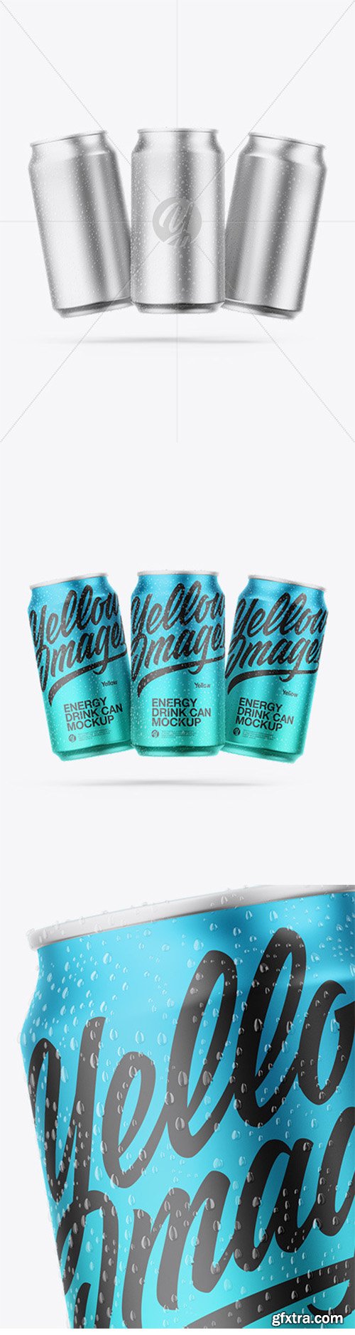 Three Matte Metallic Cans Mockup 61638