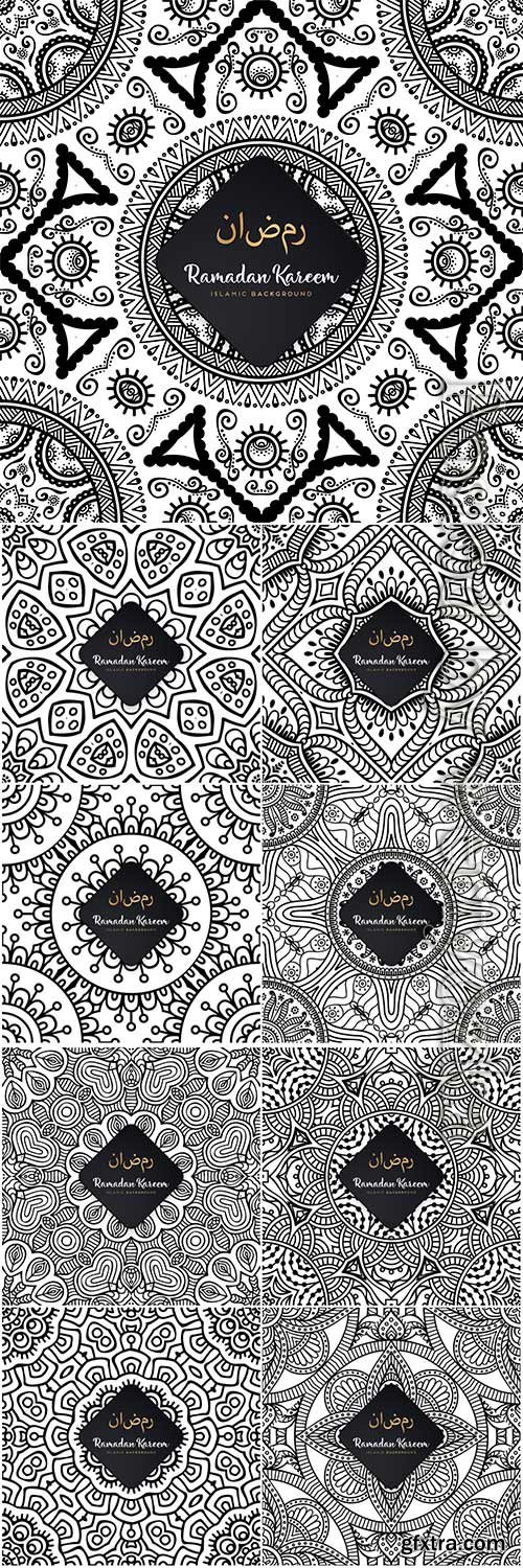 Ramadan kareem seamless pattern mandala vector background # 2