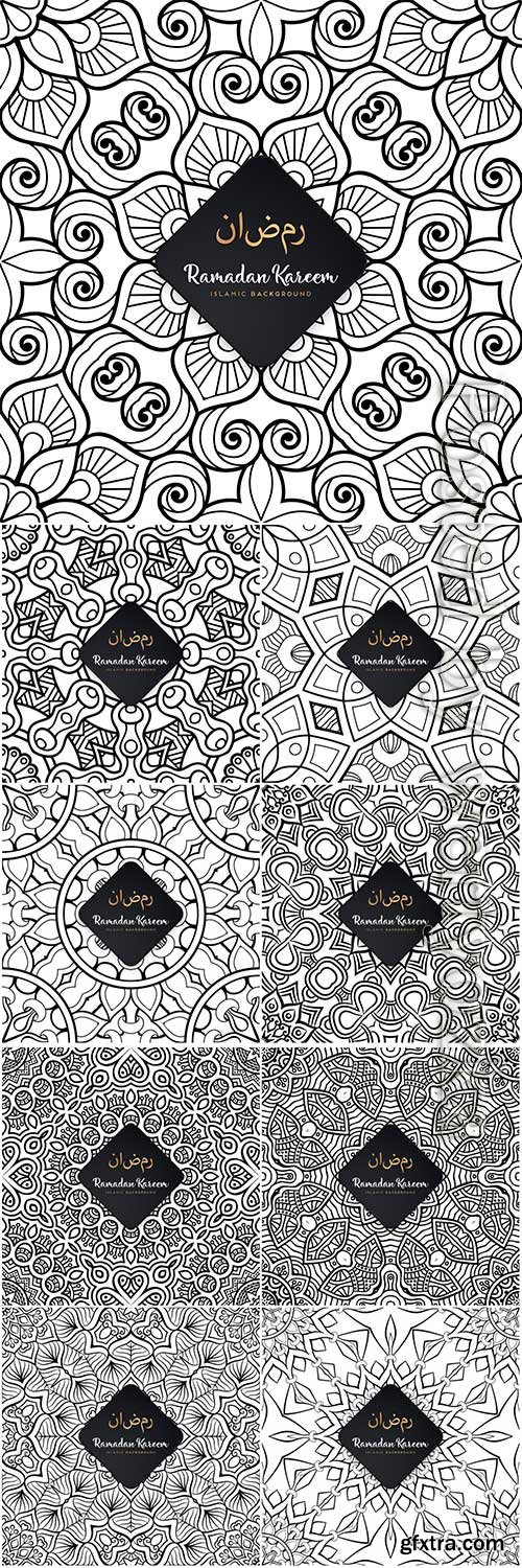 Ramadan kareem seamless pattern mandala vector background