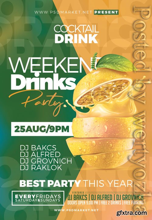 Weekend drinks - Premium flyer psd template