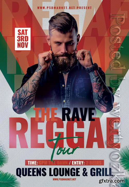 Reggae tour - Premium flyer psd template