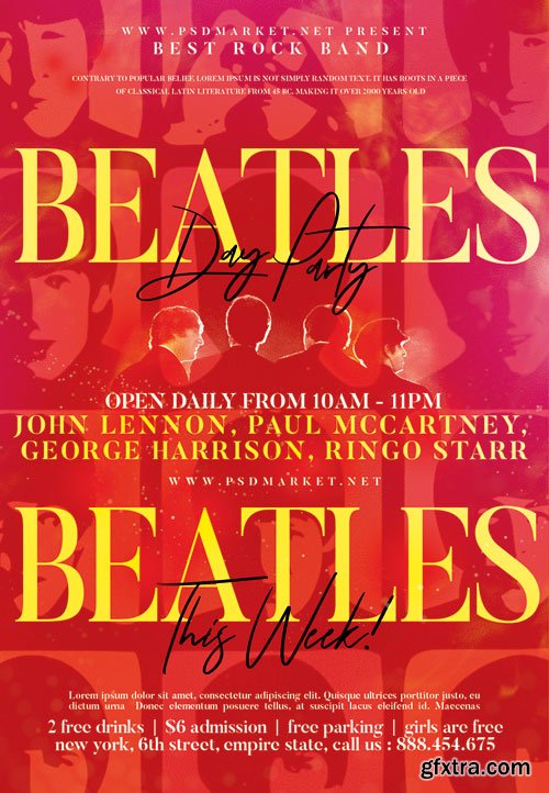 Beatles event party - Premium flyer psd template