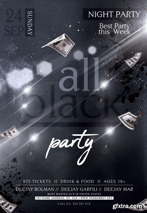 All club black party - Premium flyer psd template