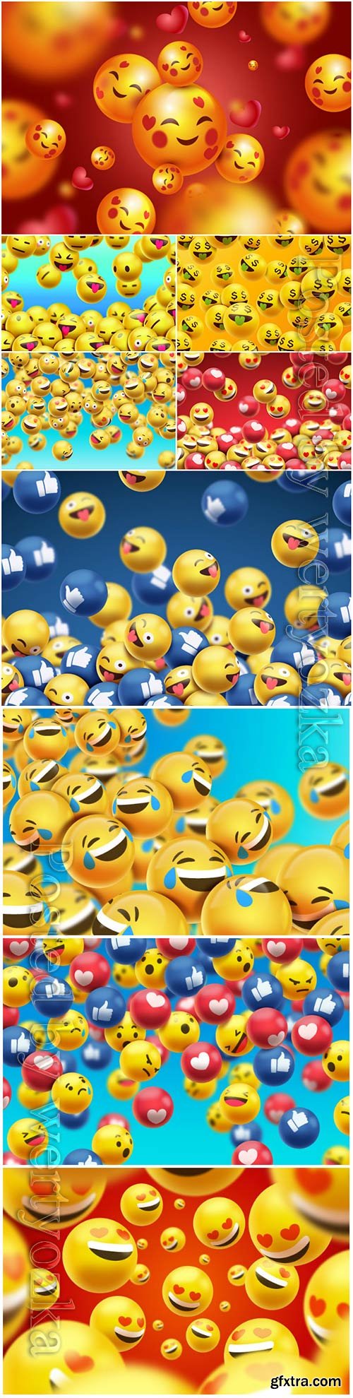 Emojis background realistic vector design