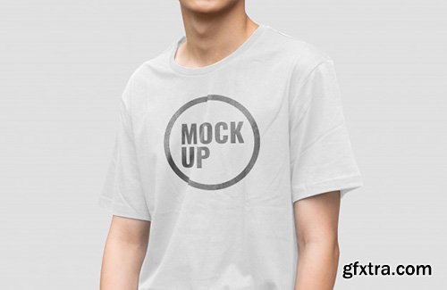 Boy wearing shirt with mockup