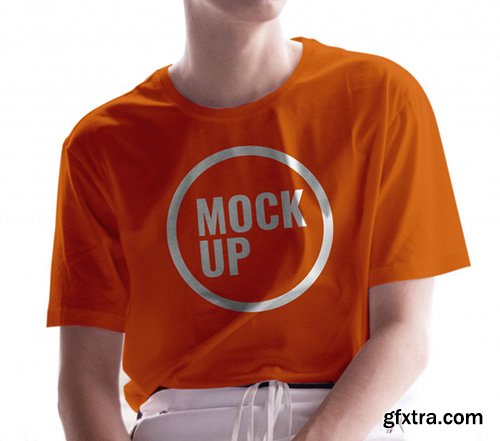 Boy wearing shirt with mockup