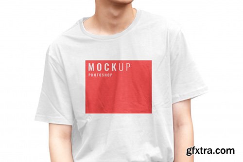 Boy wearing shirt with mockup