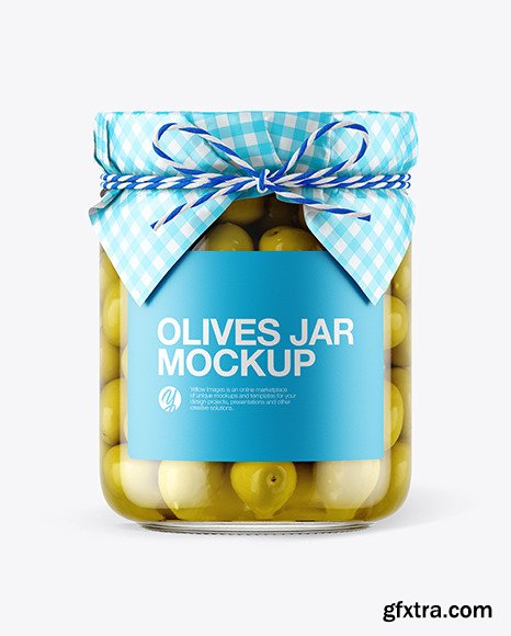 Glass  Green Olives Jar with Paper Cap Mockup  65835