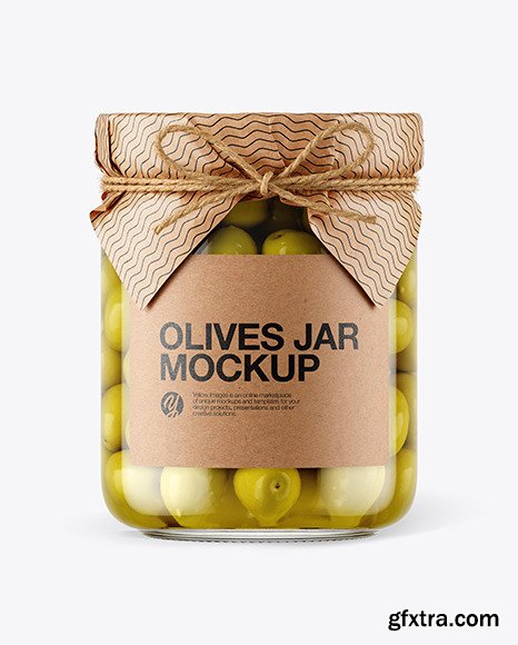 Glass  Green Olives Jar with Paper Cap Mockup  65835