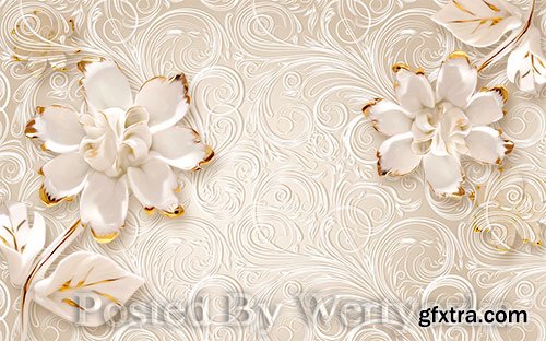 3D models pink solid jewel flower beautiful pattern background wall