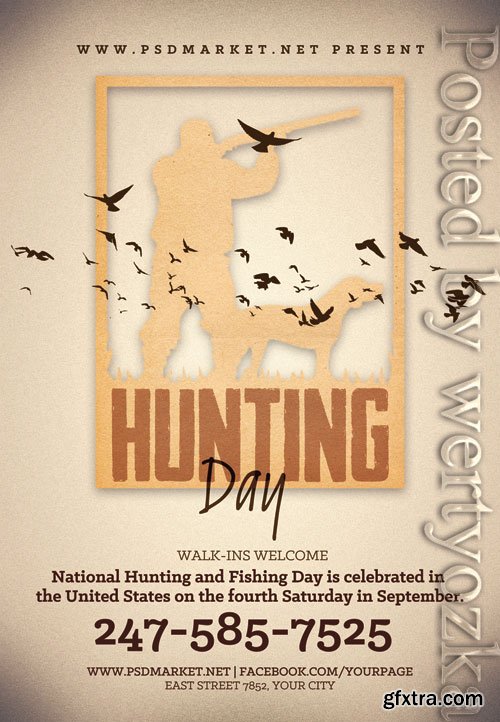 National hunting day - Premium flyer psd template