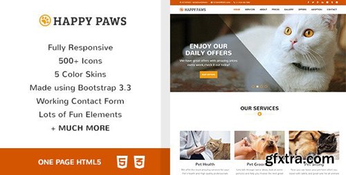 ThemeForest - Happy Paws v1.0 - Pet Responsive One Page HTML (Update: 24 March 20) - 12904571