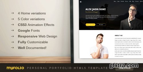 ThemeForest - Myfolio v1.0 - Onepage Personal Portfolio HTML5 Template - 20364458