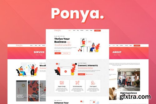 ThemeForest - Ponya v1.0 - Social Media Agency Template Kit - 28291654