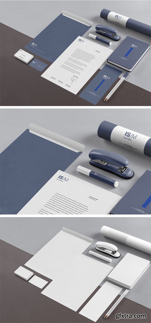 Isometric Stationery PSD Mockups Collection