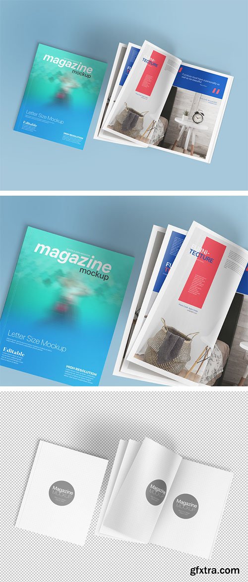 Magazine Mockup - Letter Size PSD Template