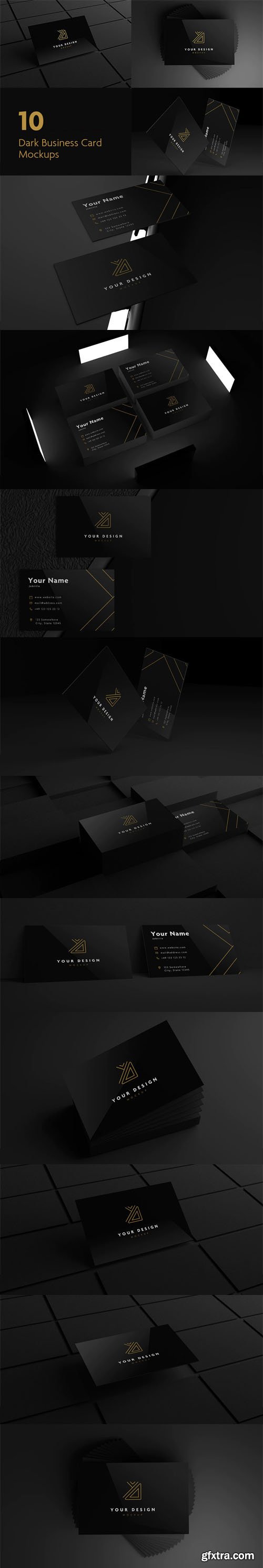 10 Black Business Card PSD Mockups