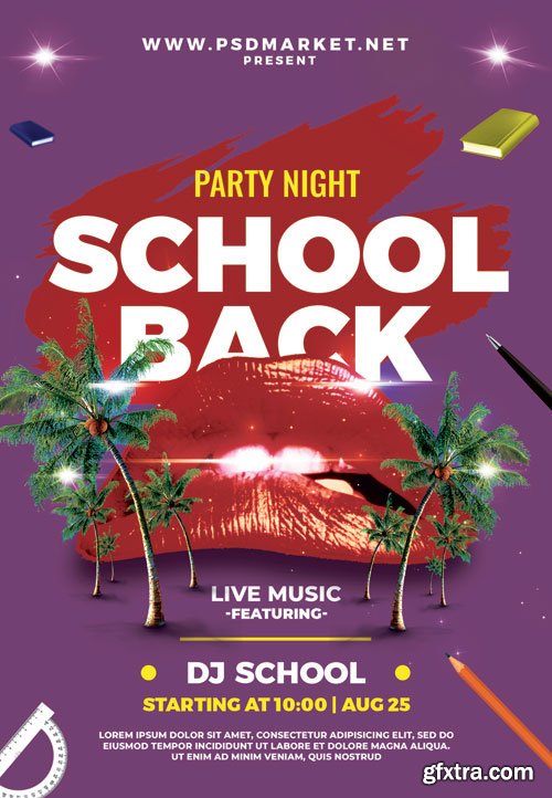 School back party - Premium flyer psd template