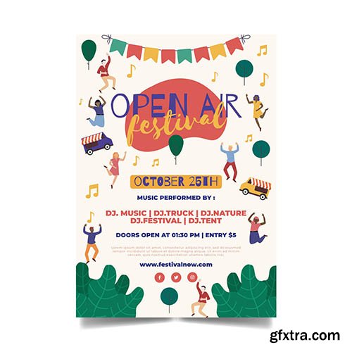 Open air music festival template flyer 
