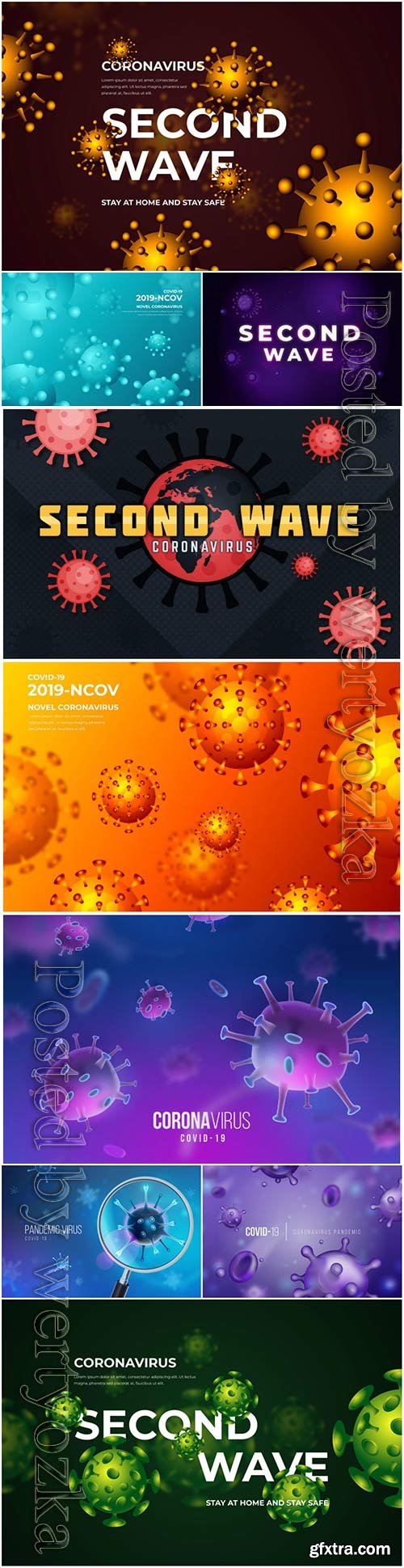 Realistic coronavirus vector background, stop covid-19 vol 7