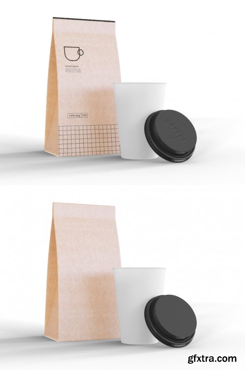 Take Away Coffee Cup and Paper Bag Mockup