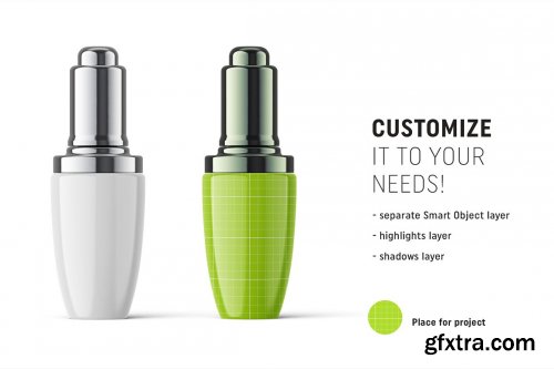 CreativeMarket - Glossy serum bottle mockup 4817504