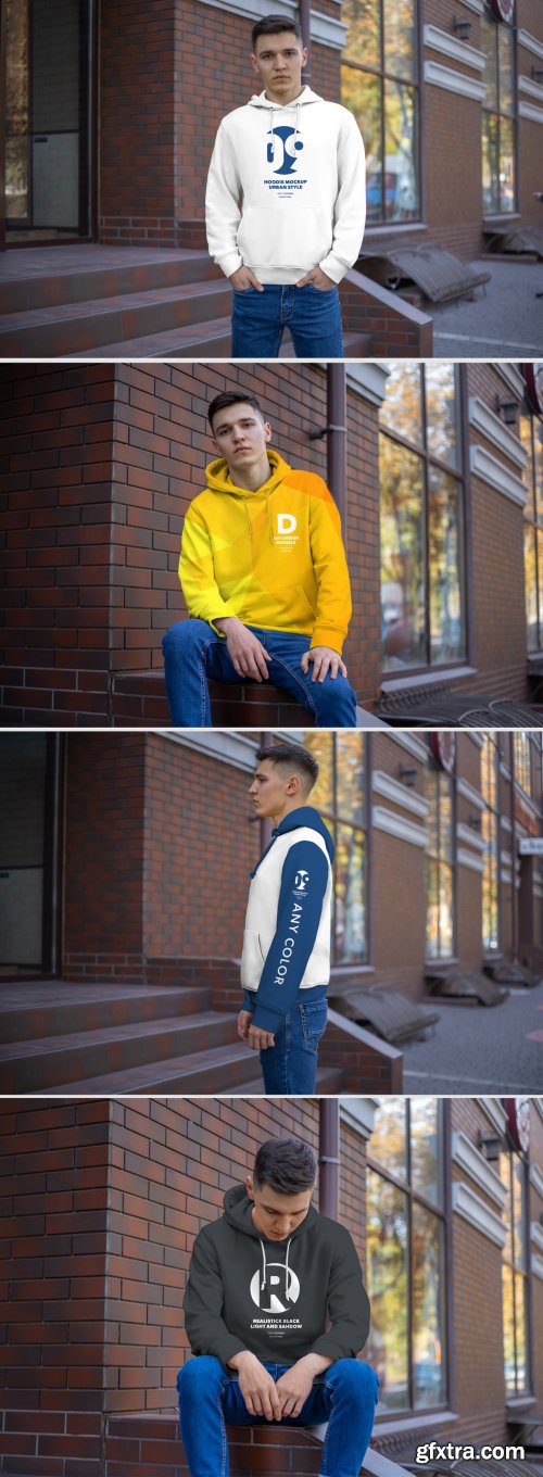 4 Hooded Sweatshirt Mockups 297396660