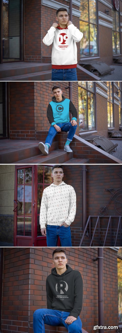 4 Hooded Sweatshirt Mockups 297396716