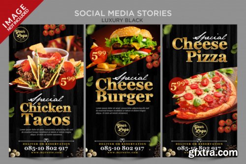 Luxury social media stories bifold menu template