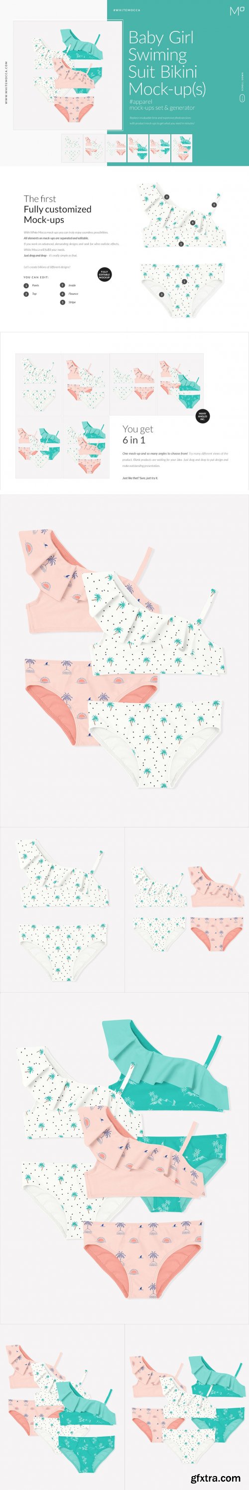 CreativeMarket - Baby Girl Swimming Suit Bikini Mock 4543439