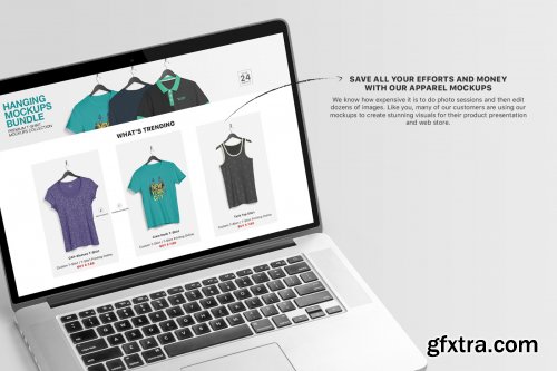 T-Shirt Mockup - Hanging Apparel Bundle