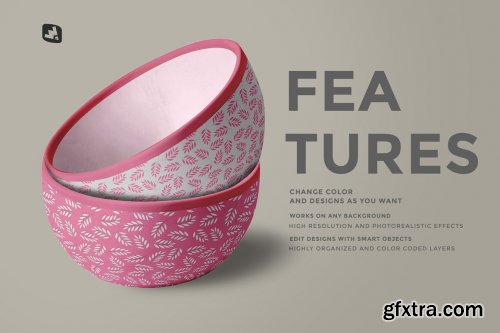 CreativeMarket - Front View Bowl Mockup Vol.2 4598581