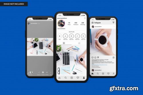 Smartphone mockups to display instagram post template