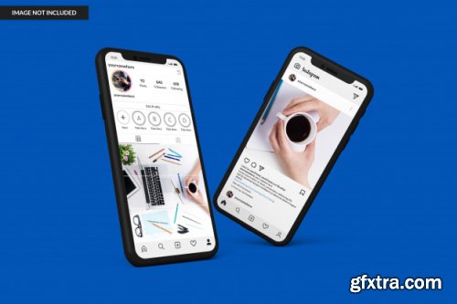 Smartphone mockups to display instagram post template