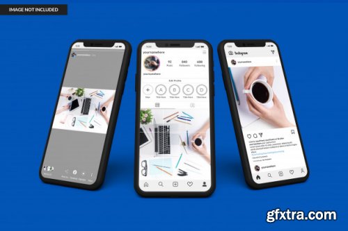 Smartphone mockups to display instagram post template