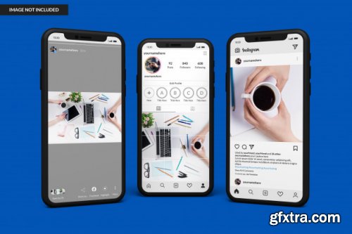 Smartphone mockups to display instagram post template