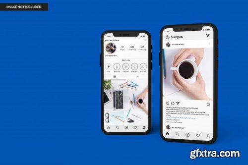 Smartphone mockups to display instagram post template