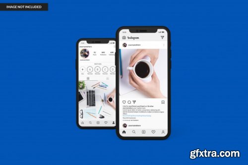 Smartphone mockups to display instagram post template