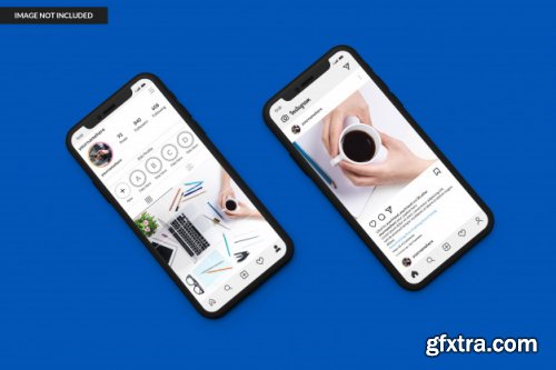 Smartphone mockups to display instagram post template