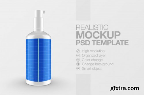 Realistic bottle packaging container mockup