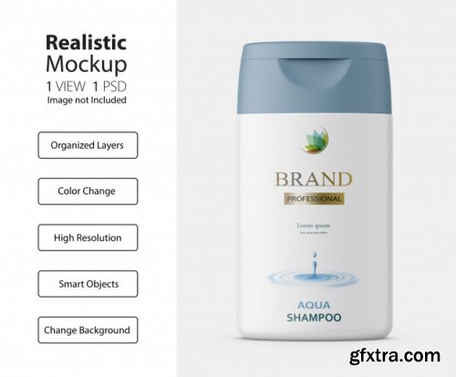 Realistic packaging of shampoo bottle mockup