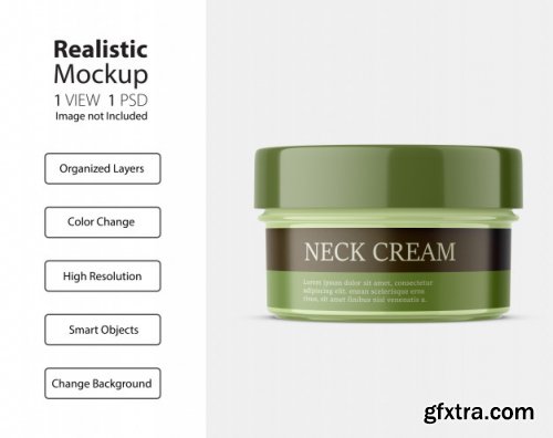 Realistic packaging of plastic jar cream with plastic cap 