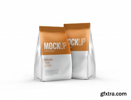 Coffee pouch bag mockup realistic