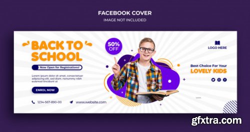 Back to school facebook timeline cover and web banner template